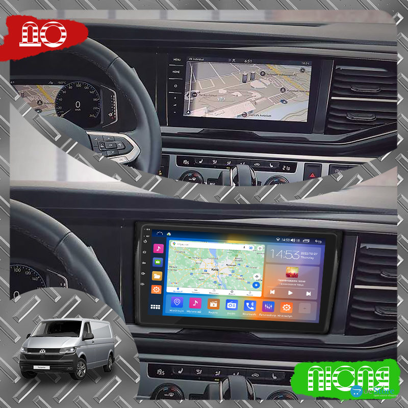 Штатная магнитола Lesko для Volkswagen Transporter T6 Рестайлинг 2019-н.в. экран 9" 4/64Gb CarPlay 4G Wi-Fi GPS Prime