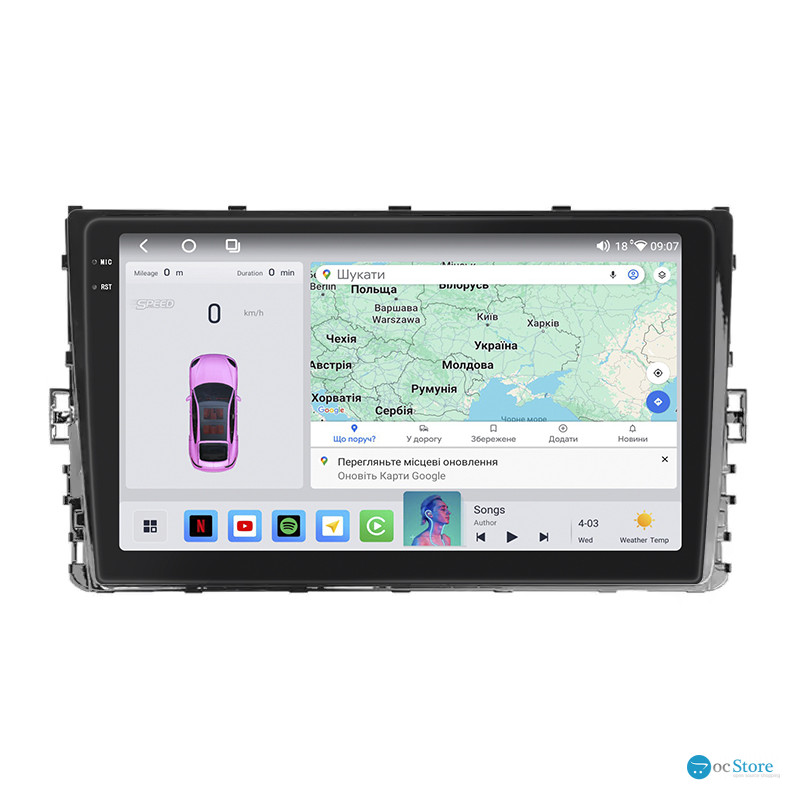 Штатная магнитола Lesko для Volkswagen Transporter T6 Рестайлинг 2019-н.в. экран 9" 4/64 QLED CarPlay 4G Wi-Fi GPS 360 Prime