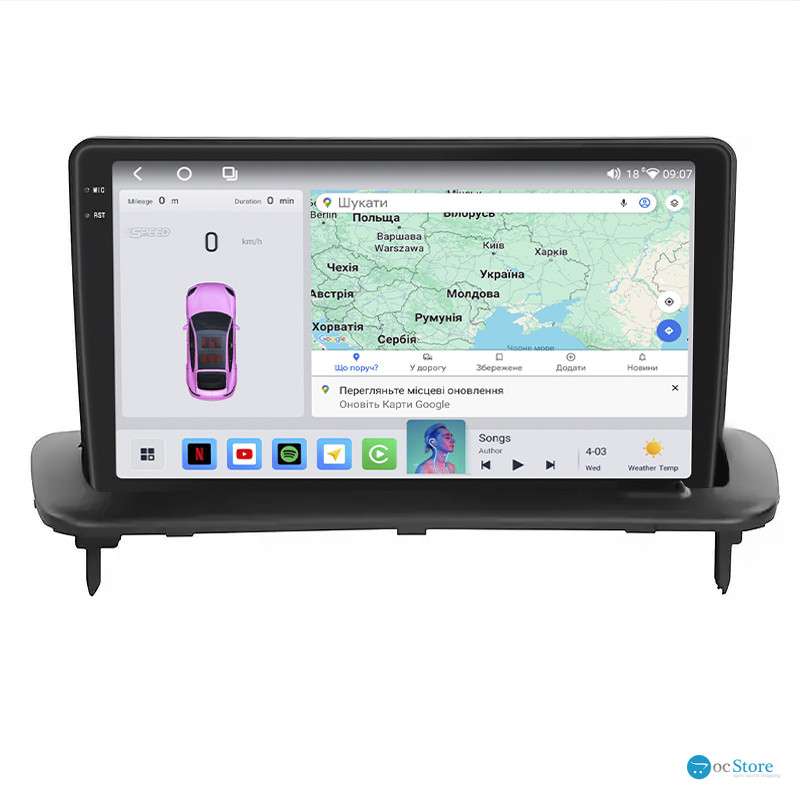 Штатная магнитола Lesko для Volvo S40 II Рестайлинг 2007-2012 экран 9" 4/64 QLED CarPlay 4G Wi-Fi GPS 360 Prime