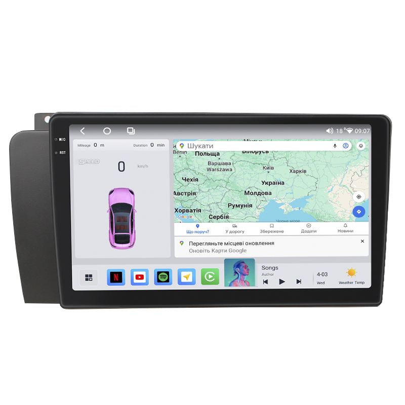 Штатная магнитола Lesko для Volvo S60 I Рестайлинг 2004-2009 экран 9" 4/64 QLED CarPlay 4G Wi-Fi GPS 360 Prime