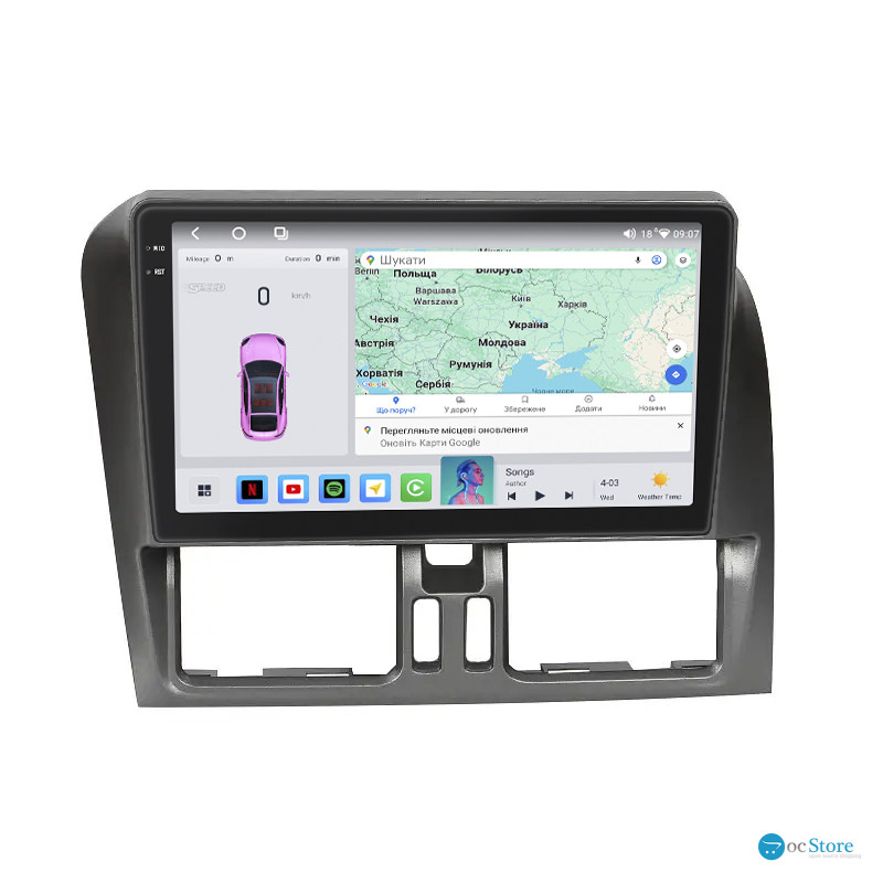 Штатная магнитола Lesko для Volvo XC60 I Рестайлинг 2013-2017 экран 9" 4/64 QLED CarPlay 4G Wi-Fi GPS 360 Prime