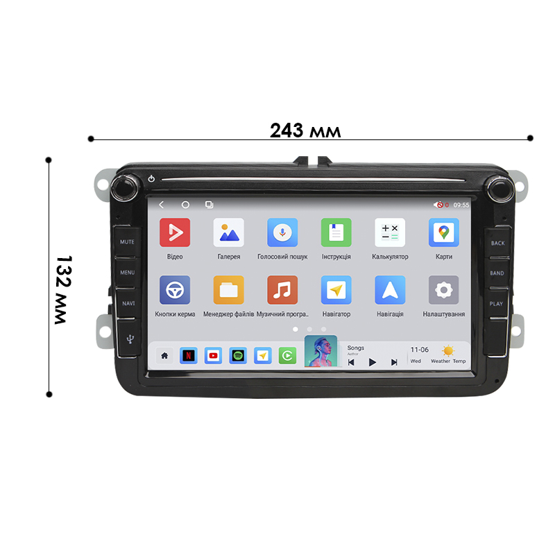 Штатная автомобильная магнитола 8" Volkswagen universal 8002A 2+32 4G