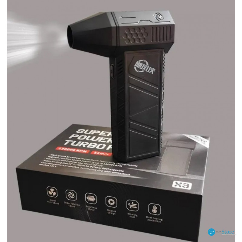 Turbo Jet Fan Violent X3 Hoco ручний надпотужний вентилятор акумуляторний від USB - Black
