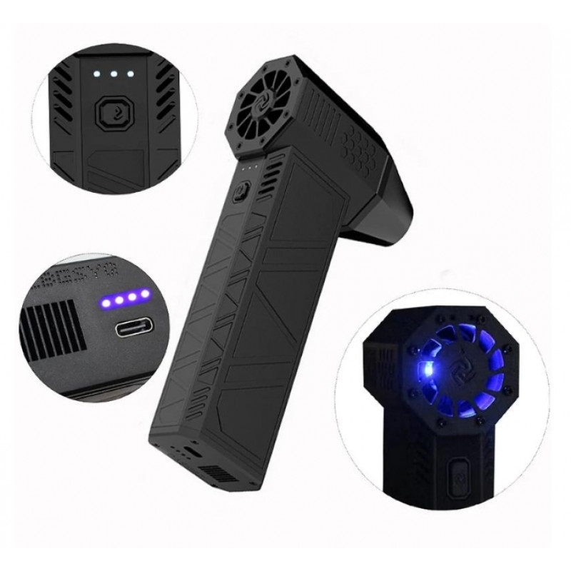 Вентилятор Turbo Jet Fan Violent X3 ручний надпотужний вентилятор акумуляторний від USB - Black