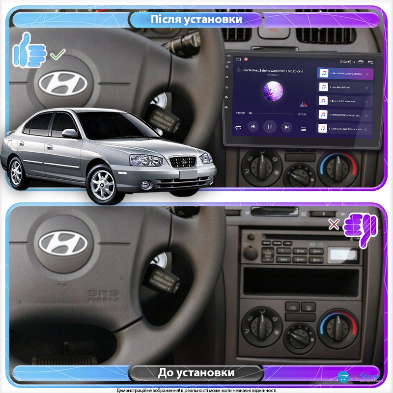 Штатная магнитола Lesko для Hyundai Avante III 2000-2003 экран 9" 1/16Gb Wi-Fi GPS Base