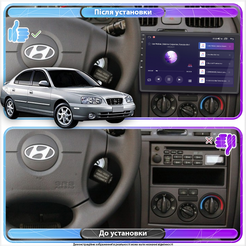 Штатная магнитола Lesko для Hyundai Avante III 2000-2003 экран 9" 2/32Gb Wi-Fi GPS Base