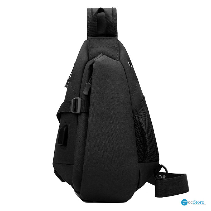 Рюкзак на одно плечо 905 вместительная с USB портом водонепроницаемая Black