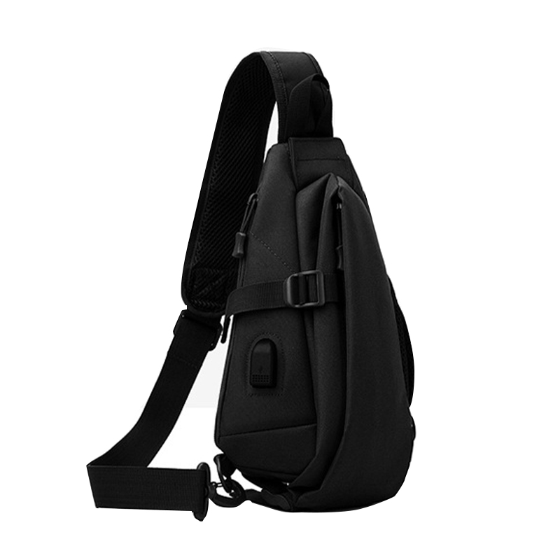 Рюкзак на одно плечо 905 вместительная с USB портом водонепроницаемая Black