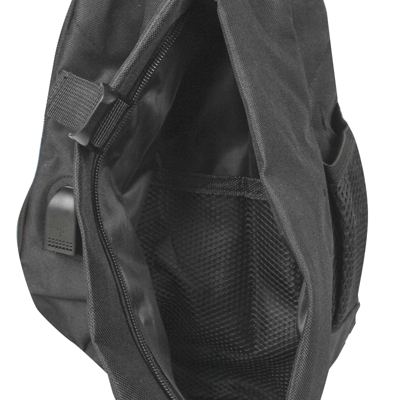 Рюкзак на одно плечо 905 вместительная с USB портом водонепроницаемая Black