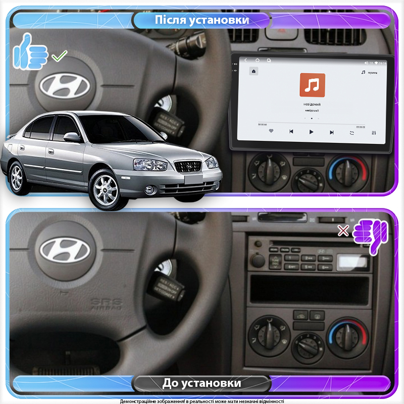 Штатная магнитола Lesko для Hyundai Avante III 2000-2003 экран 9" 4/64 QLED CarPlay 4G Wi-Fi GPS 360 Prime