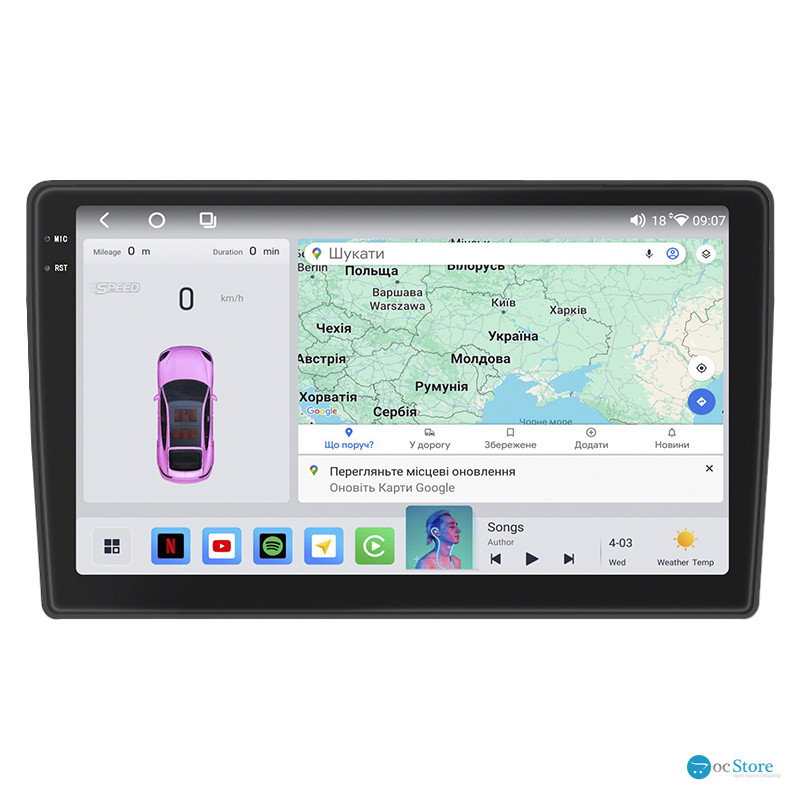 Штатная магнитола Lesko для Hyundai Avante III Рестайлинг 2003-2006 экран 9" 4/64 QLED CarPlay 4G Wi-Fi GPS 360 Prime