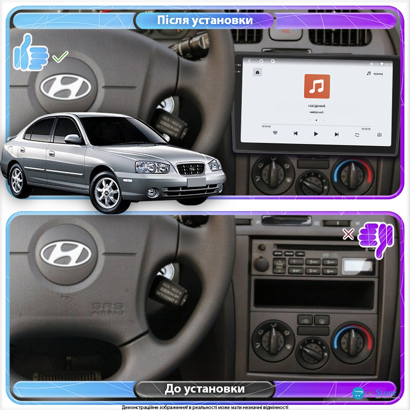 Штатная магнитола Lesko для Hyundai Avante III Рестайлинг 2003-2006 экран 9" 4/64 QLED CarPlay 4G Wi-Fi GPS 360 Prime