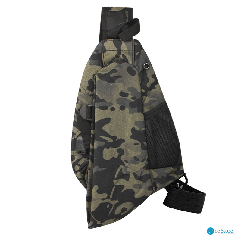 Рюкзак на одно плечо 905 вместительная с USB портом водонепроницаемая Camouflage