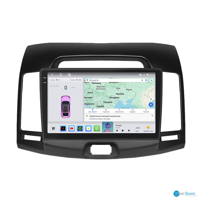 Штатная магнитола Lesko для Hyundai Avante IV 2006-2010 экран 9" 4/64 QLED CarPlay 4G Wi-Fi GPS 360 Prime