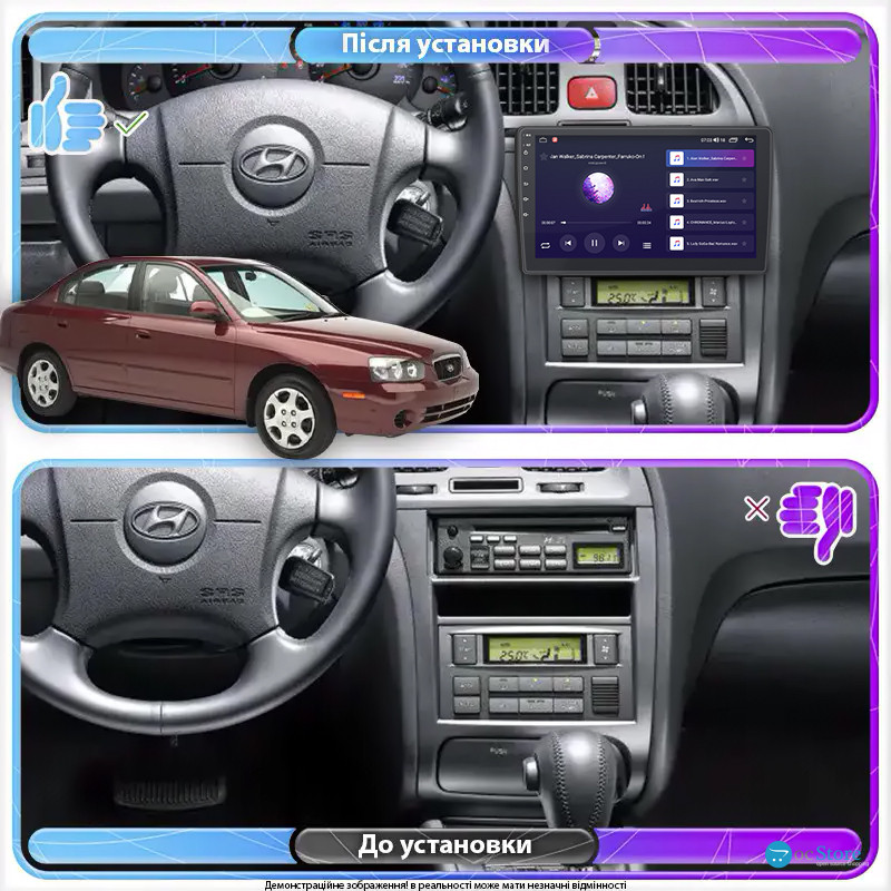 Штатная магнитола Lesko для Hyundai Elantra III (XD) 2000-2003 экран 9" 1/16Gb Wi-Fi GPS Base
