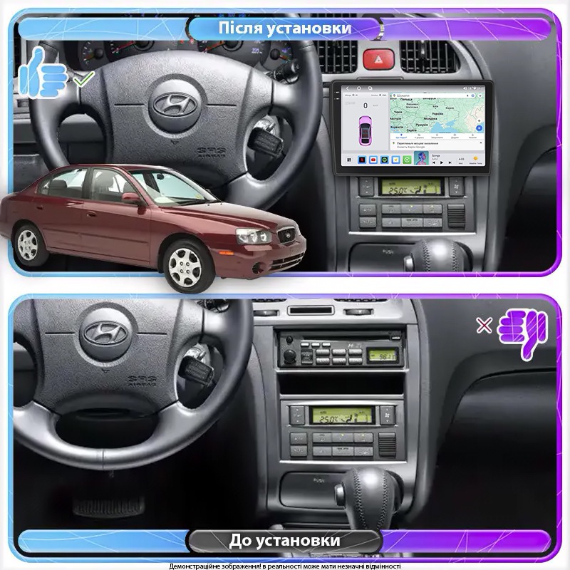 Штатная магнитола Lesko для Hyundai Elantra III (XD) 2000-2003 экран 9" 4/64 QLED CarPlay 4G Wi-Fi GPS 360 Prime