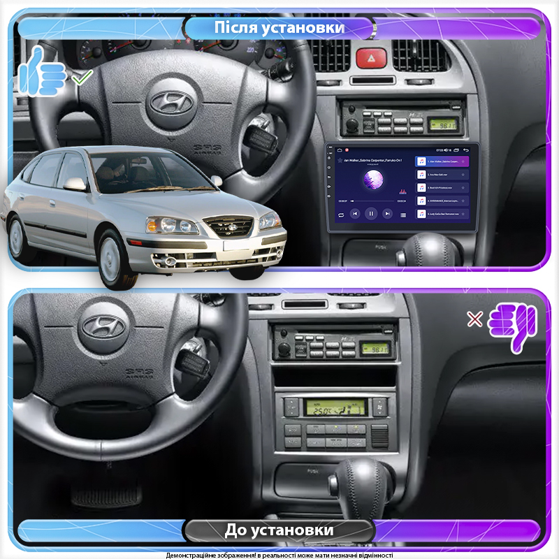 Штатная магнитола Lesko для Hyundai Elantra III (XD2) Рестайлинг 2003-2010 экран 9" 2/32Gb CarPlay 4G Wi-Fi GPS Prime