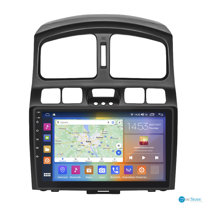 Штатная магнитола Lesko для Hyundai Santa Fe I 2000-2012 экран 9" 4/64Gb CarPlay 4G Wi-Fi GPS Prime