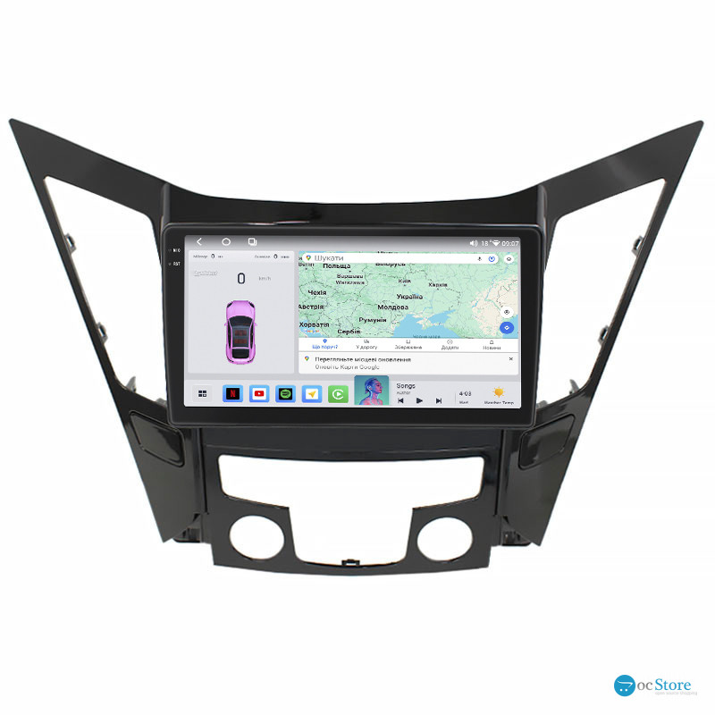 Штатная магнитола Lesko для Hyundai Sonata VI (YF) 2009-2014 экран 9" 4/64 QLED CarPlay 4G Wi-Fi GPS 360 Prime