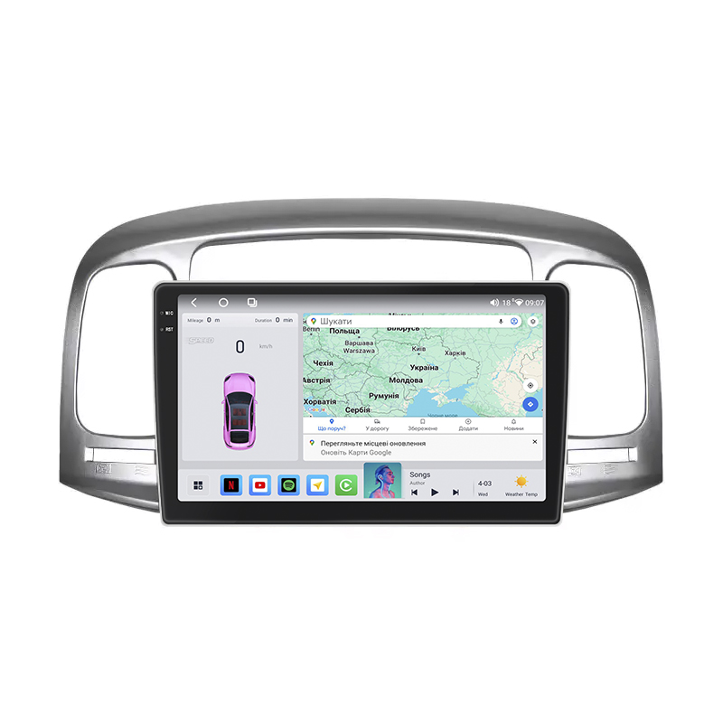 Штатная магнитола Lesko для Hyundai Verna II 2005-2010 экран 9" 4/64 QLED CarPlay 4G Wi-Fi GPS 360 Prime