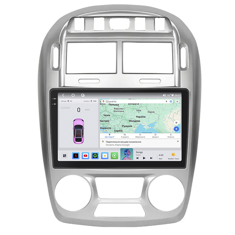 Штатная магнитола Lesko для Kia Cerato I Manual AC 2003-2007 экран 9" 4/64 QLED CarPlay 4G Wi-Fi GPS 360 Prime