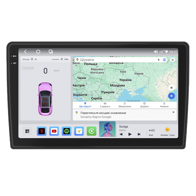 Штатная магнитола Lesko для Kia Optima I Рестайлинг 2002-2005 экран 9" 4/64 QLED CarPlay 4G Wi-Fi GPS 360 Prime