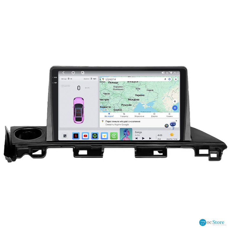Штатная магнитола Lesko для Mazda 6 III (GJ) Рестайлинг 2015-2018 экран 9" 4/64 QLED CarPlay 4G Wi-Fi GPS 360 Prime