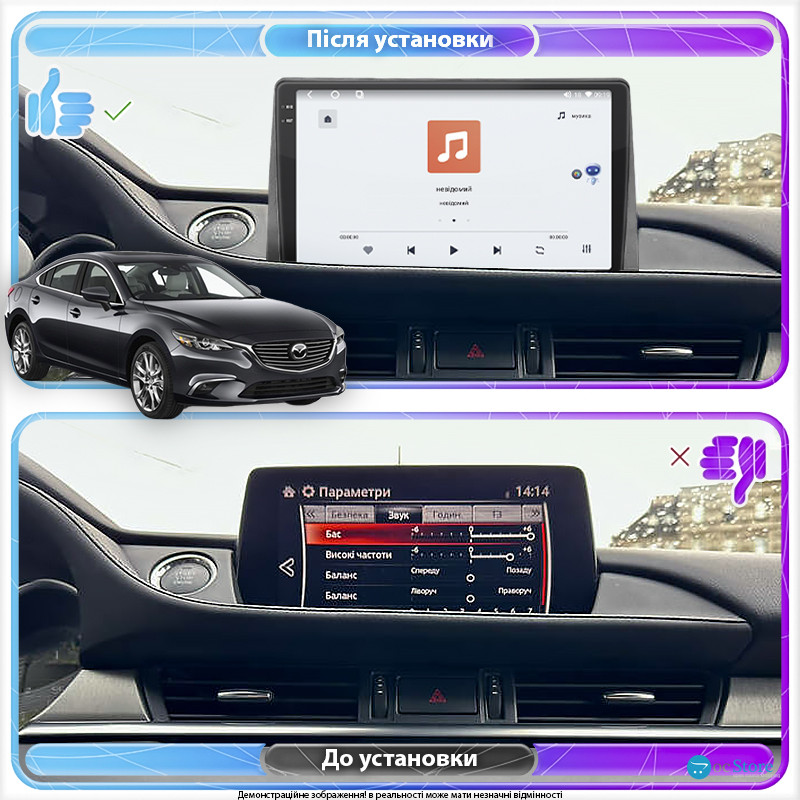 Штатная магнитола Lesko для Mazda 6 III (GJ) Рестайлинг 2015-2018 экран 9" 4/64 QLED CarPlay 4G Wi-Fi GPS 360 Prime
