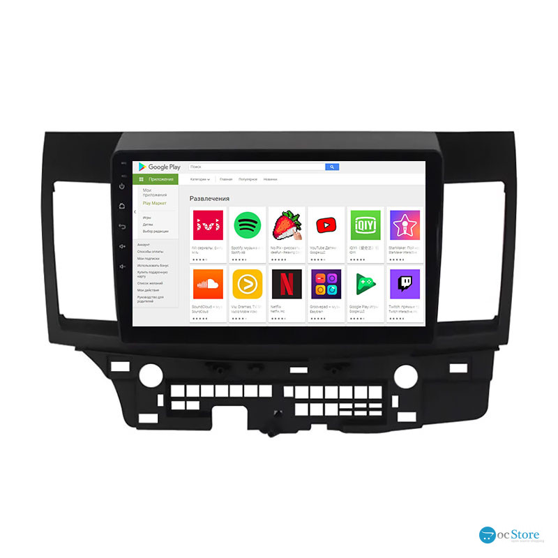 Штатная магнитола Lesko для Mitsubishi Lancer Evolution X 2007-2016 экран 10" 1/16Gb Wi-Fi GPS Base