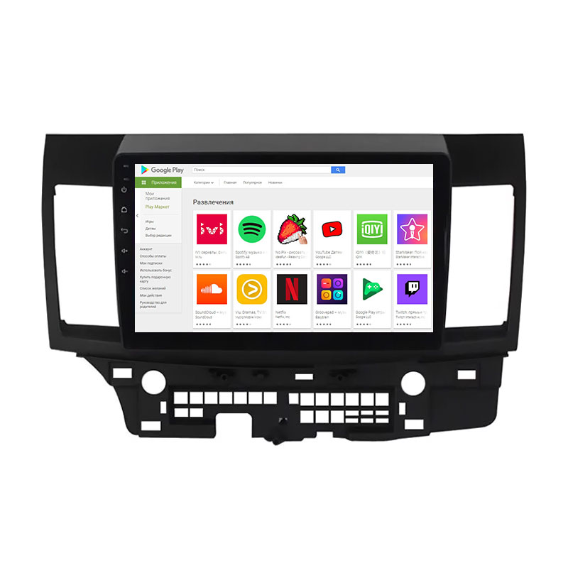 Штатная магнитола Lesko для Mitsubishi Lancer Evolution X 2007-2016 экран 10" 1/16Gb Wi-Fi GPS Base