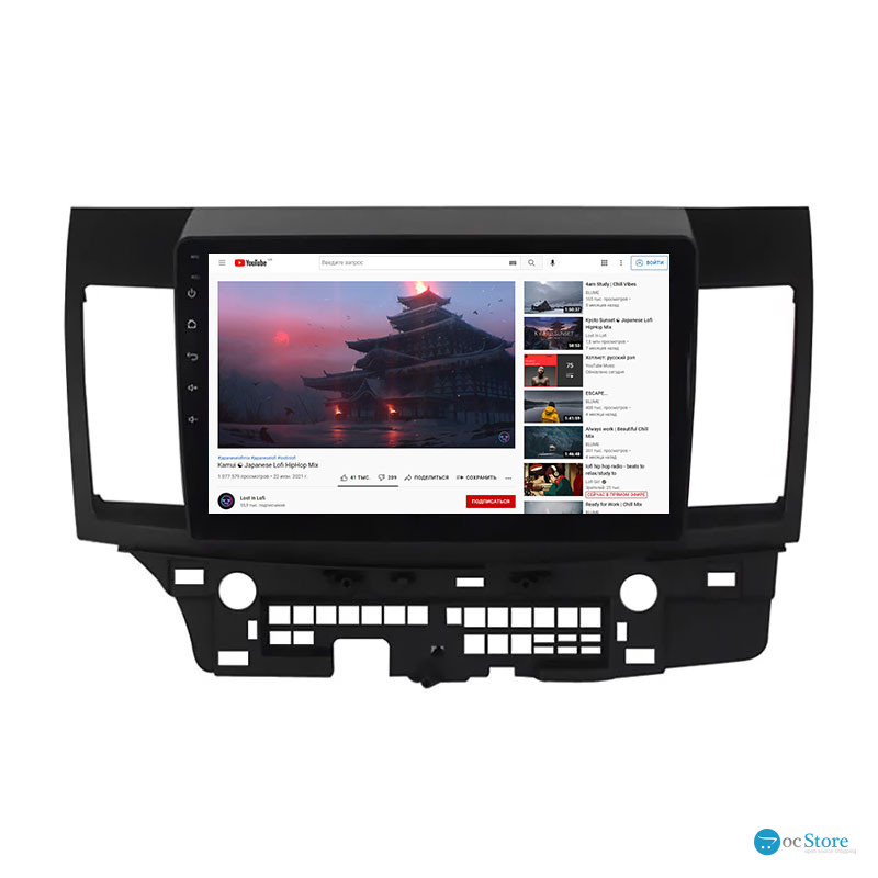 Штатная магнитола Lesko для Mitsubishi Lancer Evolution X 2007-2016 экран 10" 1/16Gb Wi-Fi GPS Base