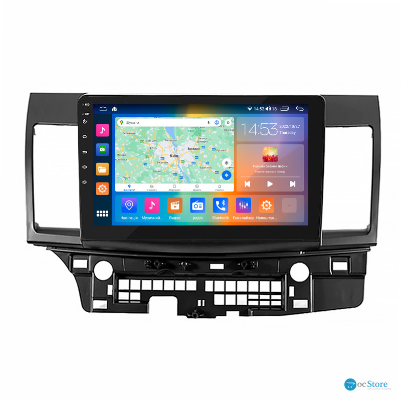 Штатная магнитола Lesko для Mitsubishi Lancer Evolution X 2007-2016 экран 10" 4/64Gb CarPlay 4G Wi-Fi GPS Prime