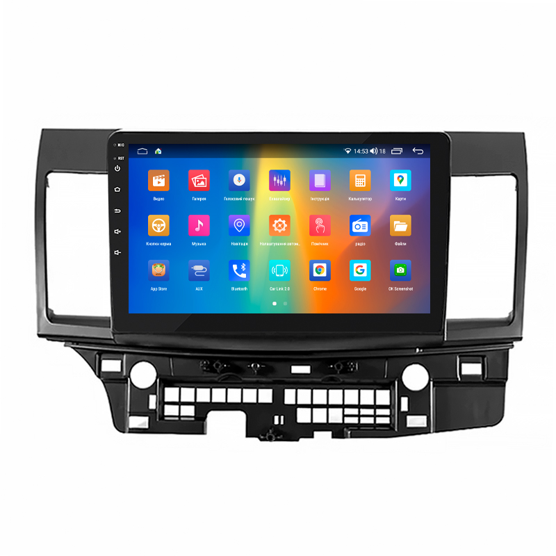 Штатная магнитола Lesko для Mitsubishi Lancer Evolution X 2007-2016 экран 10" 4/64Gb CarPlay 4G Wi-Fi GPS Prime