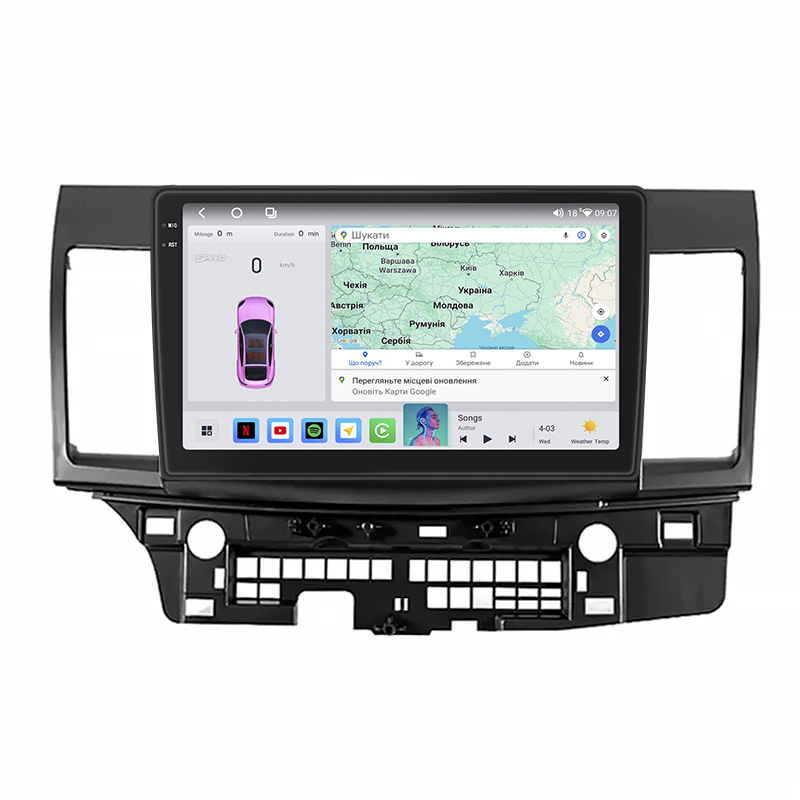 Штатная магнитола Lesko для Mitsubishi Lancer Evolution X 2007-2016 экран 10" 4/64 QLED CarPlay 4G Wi-Fi GPS 360 Prime