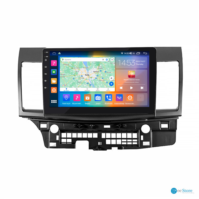 Штатная магнитола Lesko для Mitsubishi Lancer X Рестайлинг 2 2015-2017 экран 10" 2/32Gb CarPlay 4G Wi-Fi GPS Prime