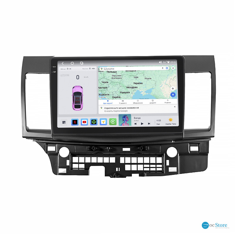 Штатная магнитола Lesko для Mitsubishi Lancer X Рестайлинг 2 2015-2017 экран 10" 4/64 QLED CarPlay 4G Wi-Fi GPS 360 Prime