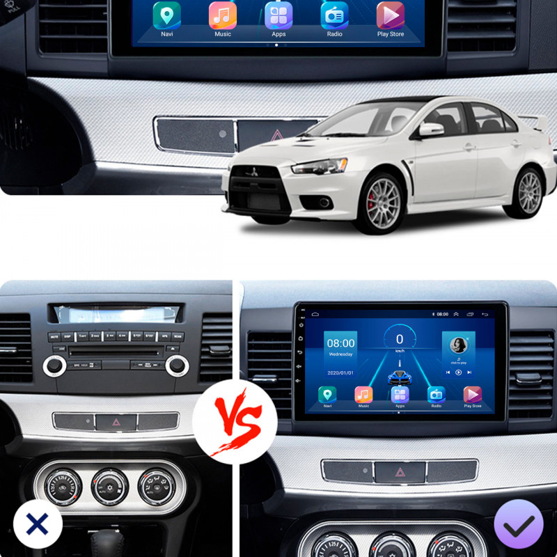 Штатная магнитола Lesko для Mitsubishi Lancer X Рестайлинг 2 2015-2017 экран 10" 6/128Gb 4G Wi-Fi GPS Top