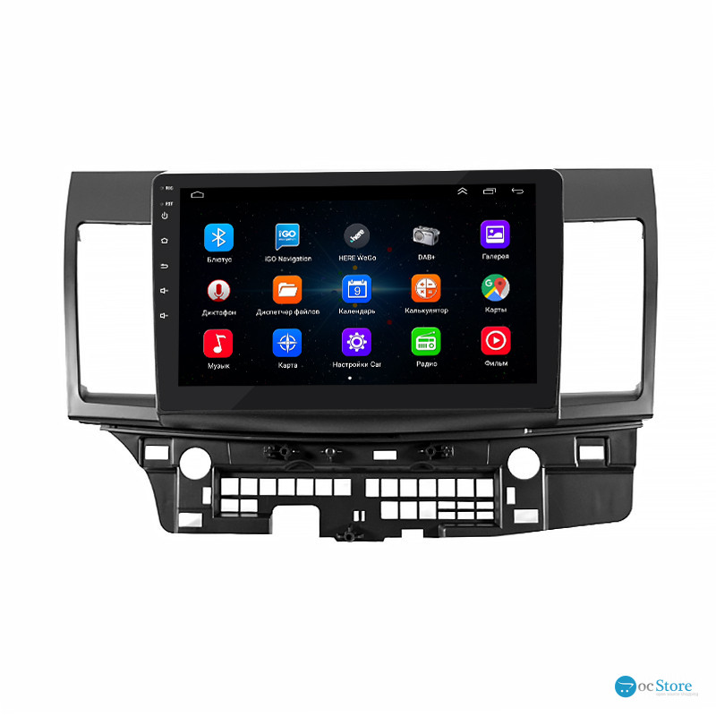 Штатная магнитола Lesko для Mitsubishi Lancer X Рестайлинг 2011-2015 экран 10" 1/16Gb Wi-Fi GPS Base