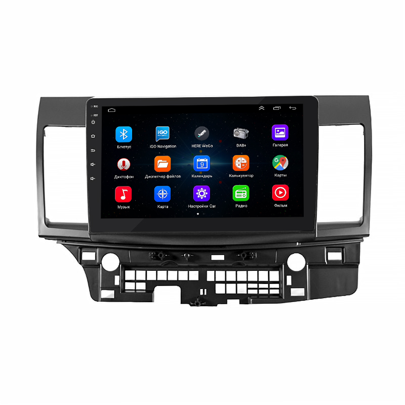 Штатная магнитола Lesko для Mitsubishi Lancer X Рестайлинг 2011-2015 экран 10" 1/16Gb Wi-Fi GPS Base