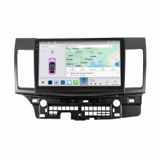 Штатная магнитола Lesko для Mitsubishi Lancer X Рестайлинг 2011-2015 экран 10" 4/64 QLED CarPlay 4G Wi-Fi GPS 360 Prime