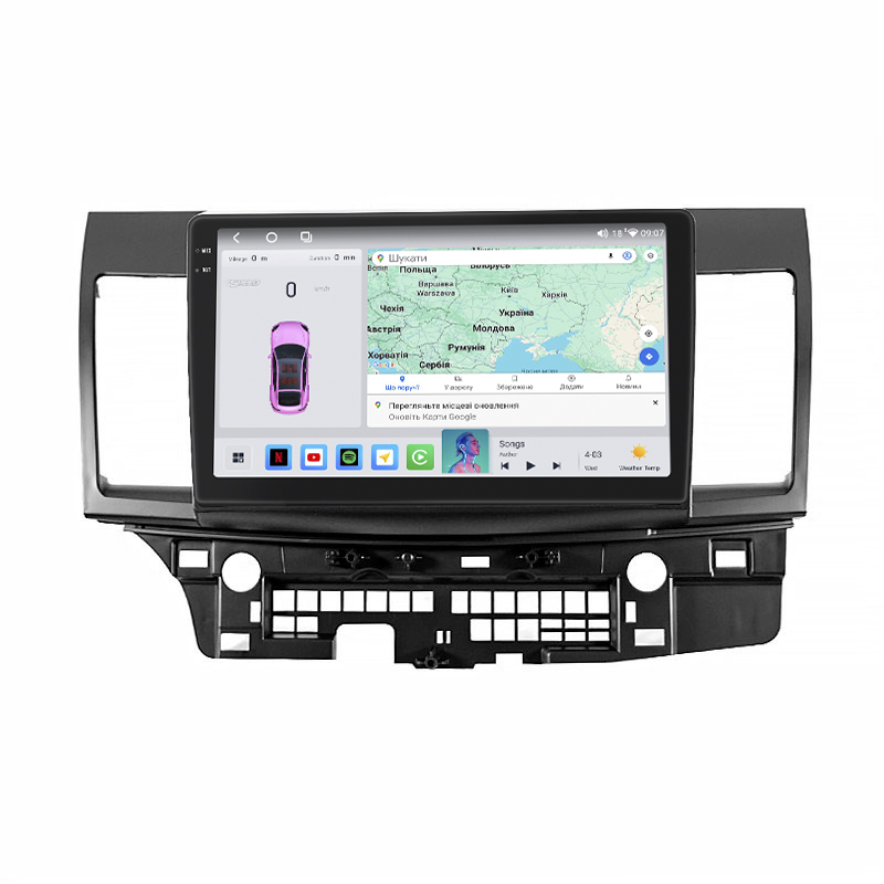 Штатная магнитола Lesko для Mitsubishi Lancer X Рестайлинг 2011-2015 экран 10" 4/64 QLED CarPlay 4G Wi-Fi GPS 360 Prime