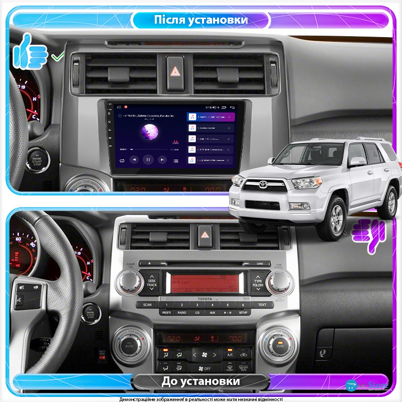 Штатная магнитола Lesko для Toyota 4Runner V 2009-2013 экран 9" 4/64Gb CarPlay 4G Wi-Fi GPS Prime