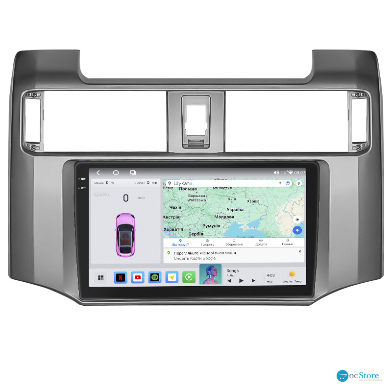 Штатная магнитола Lesko для Toyota 4Runner V 2009-2013 экран 9" 4/64 QLED CarPlay 4G Wi-Fi GPS 360 Prime