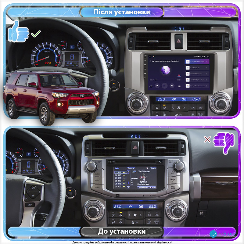 Штатная магнитола Lesko для Toyota 4Runner V Рестайлинг 2013-н.в. экран 9" 6/128Gb 4G Wi-Fi GPS Top