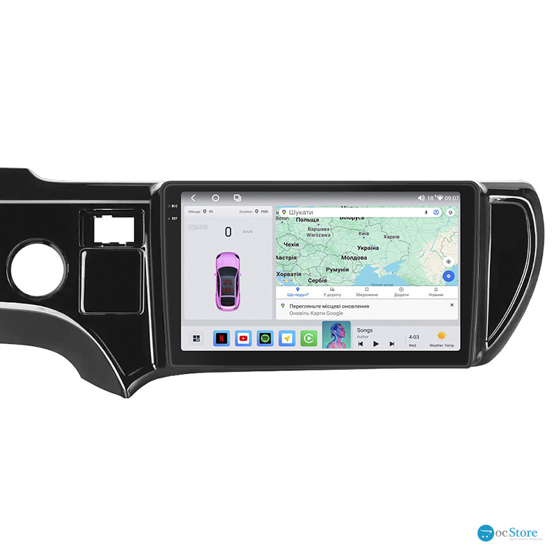 Штатная магнитола Lesko для Toyota Aqua I 2011-2014 экран 9" 4/64 QLED CarPlay 4G Wi-Fi GPS 360 Prime