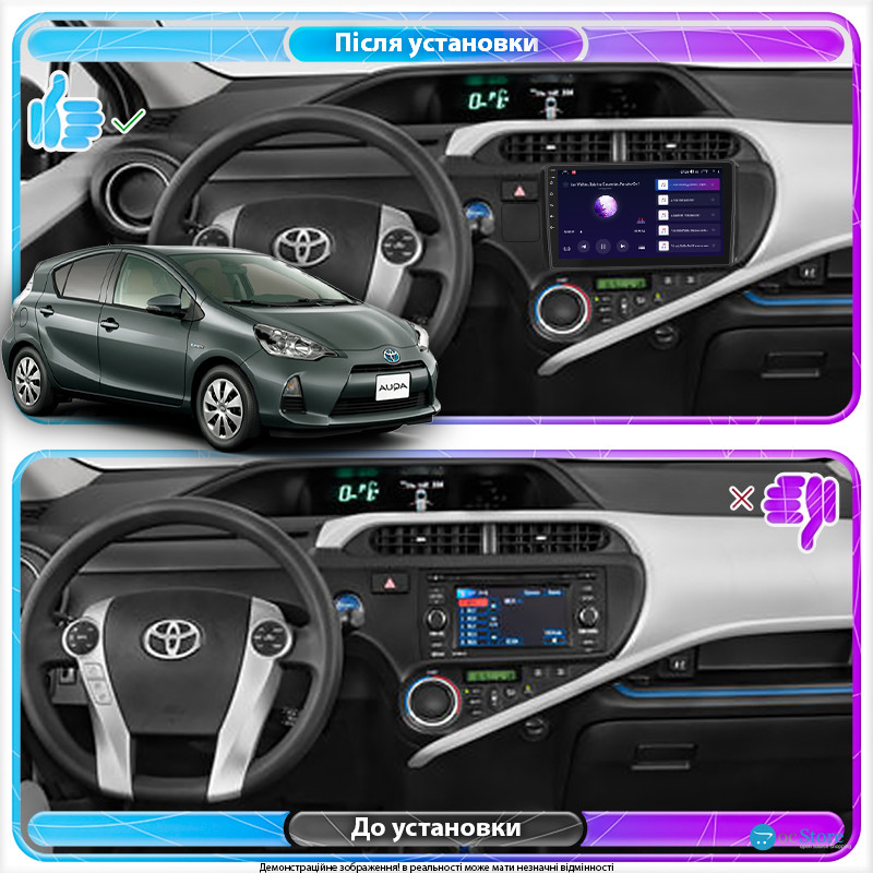 Штатная магнитола Lesko для Toyota Aqua I 2011-2014 экран 9" 2/32Gb 4G Wi-Fi GPS Top