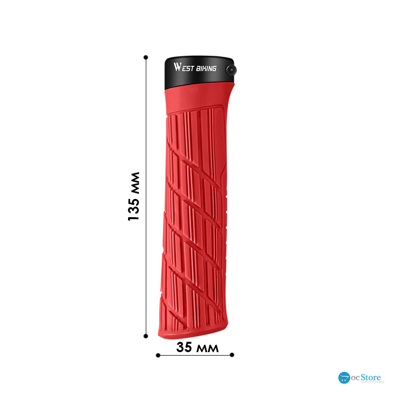 Грипсы велосипедные West Biking YP0804063 с двумя замками ручки на руль Red