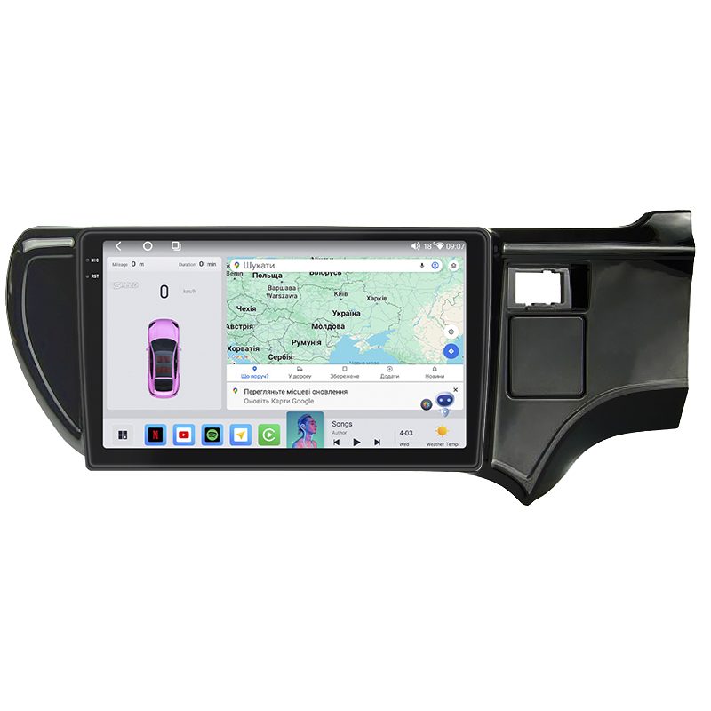 Штатная магнитола Lesko для Toyota Aqua I right wheel 2011-2021 экран 9" 4/64 QLED CarPlay 4G Wi-Fi GPS 360 Prime