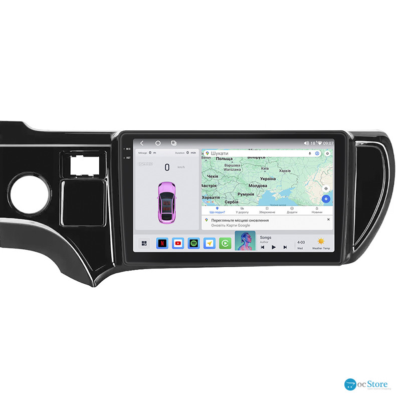 Штатная магнитола Lesko для Toyota Aqua I Рестайлинг 2 2017-2021 экран 9" 4/64 QLED CarPlay 4G Wi-Fi GPS 360 Prime