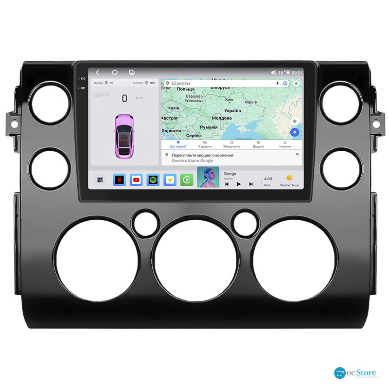 Штатная магнитола Lesko для Toyota FJ Cruiser  2006-н.в. экран 9" 4/64 QLED CarPlay 4G Wi-Fi GPS 360 Prime